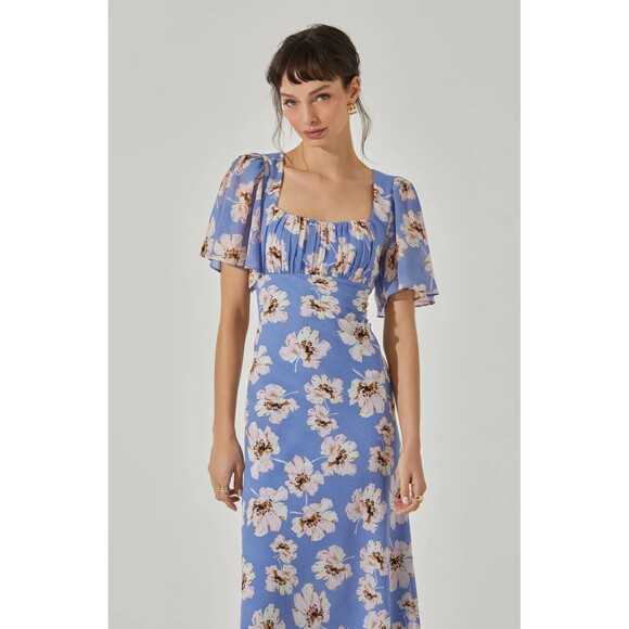 Astr the Label Women's Tie-Back Flutter-Sleeve Long Midi Dress Size M - Picture 9 of 9